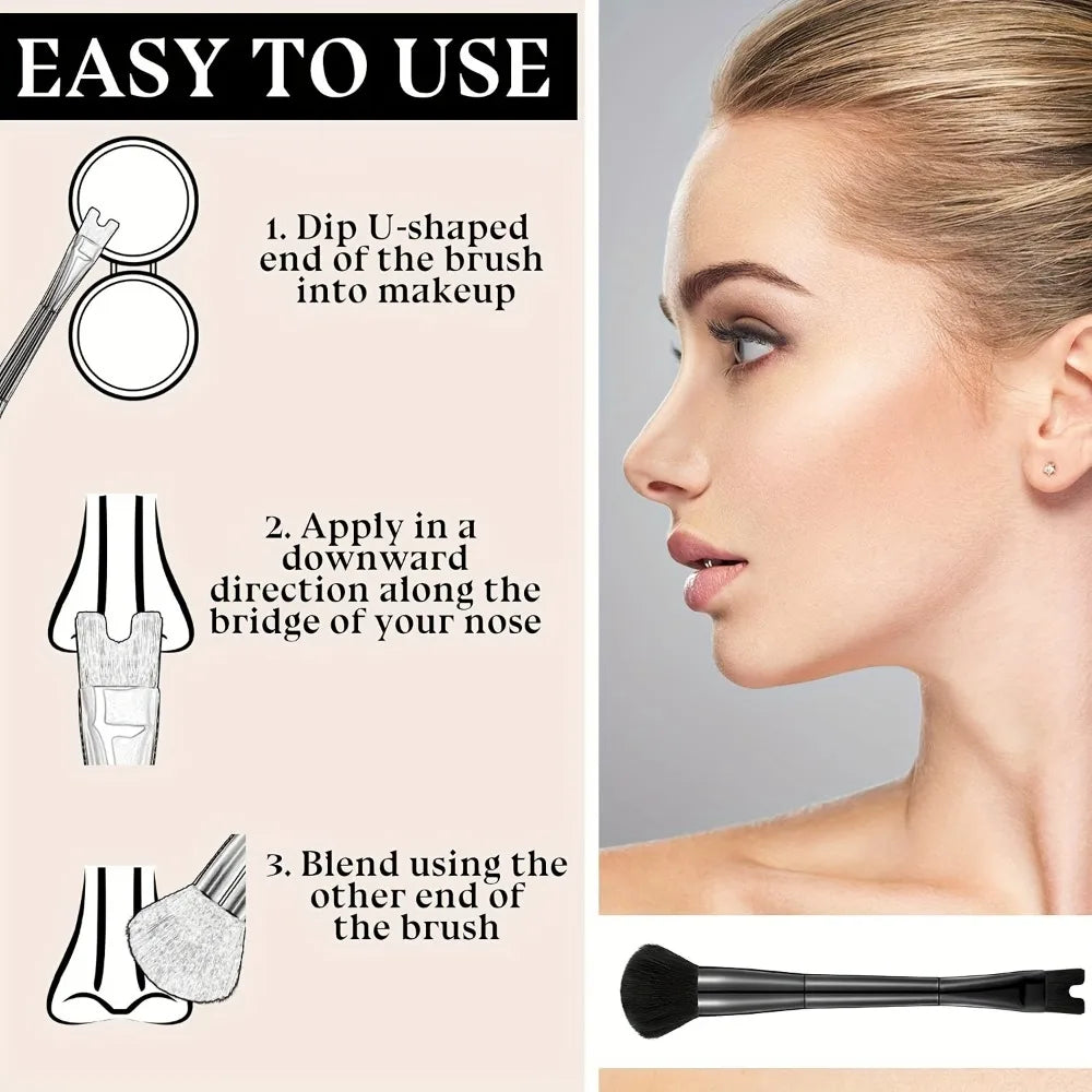 U-Shape Nose Contour Brush – Soft Synthetic Fiber Precision Contour Makeup Brush Qme