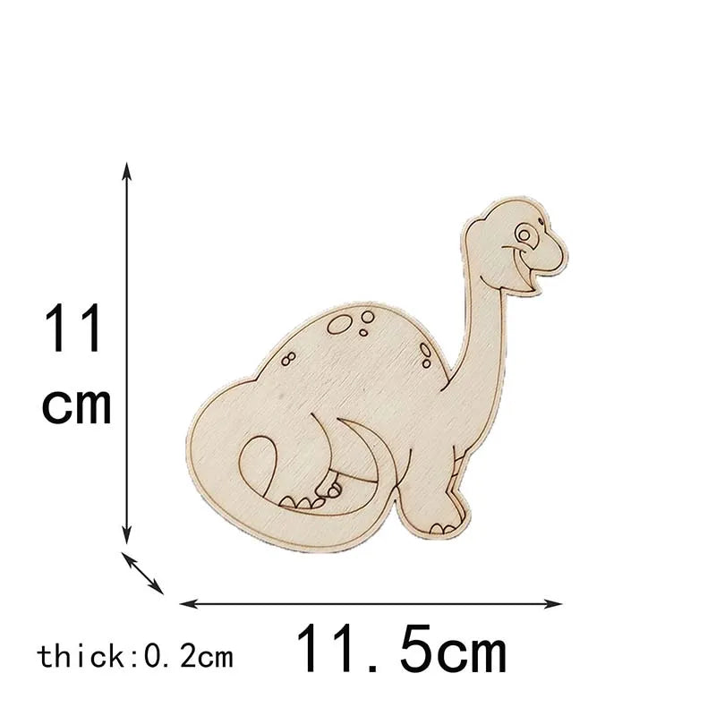 Blank Wooden Dinosaur Coloring Toys for Kids – 5pcs Craft Set Kids Craft Toy Set Qme