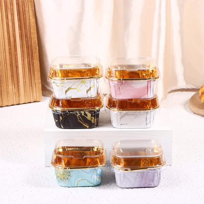 50Pcs Square Cupcake Liners & Lids – Disposable Baking Cups Baking Cups & Liners Qst