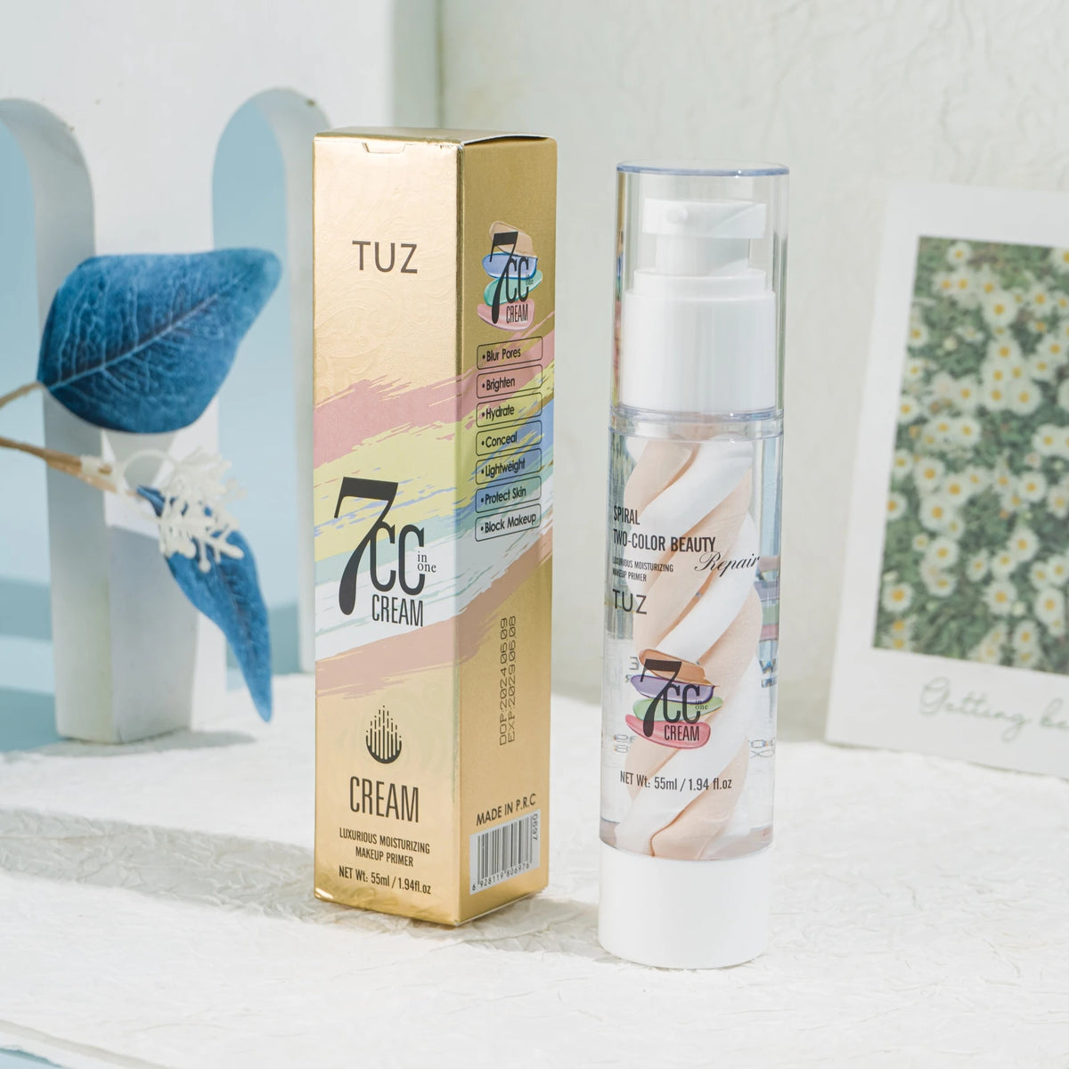 TUZ 3-in-1 Makeup Primer, Barrier Cream & Concealer – 55ml Makeup Primer Qst White and Nude