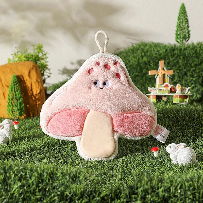 Cartoon Vegetable Hand Towels – Soft Coral Velvet Kitchen Rag Kitchen Hand Towel Qst mushroom