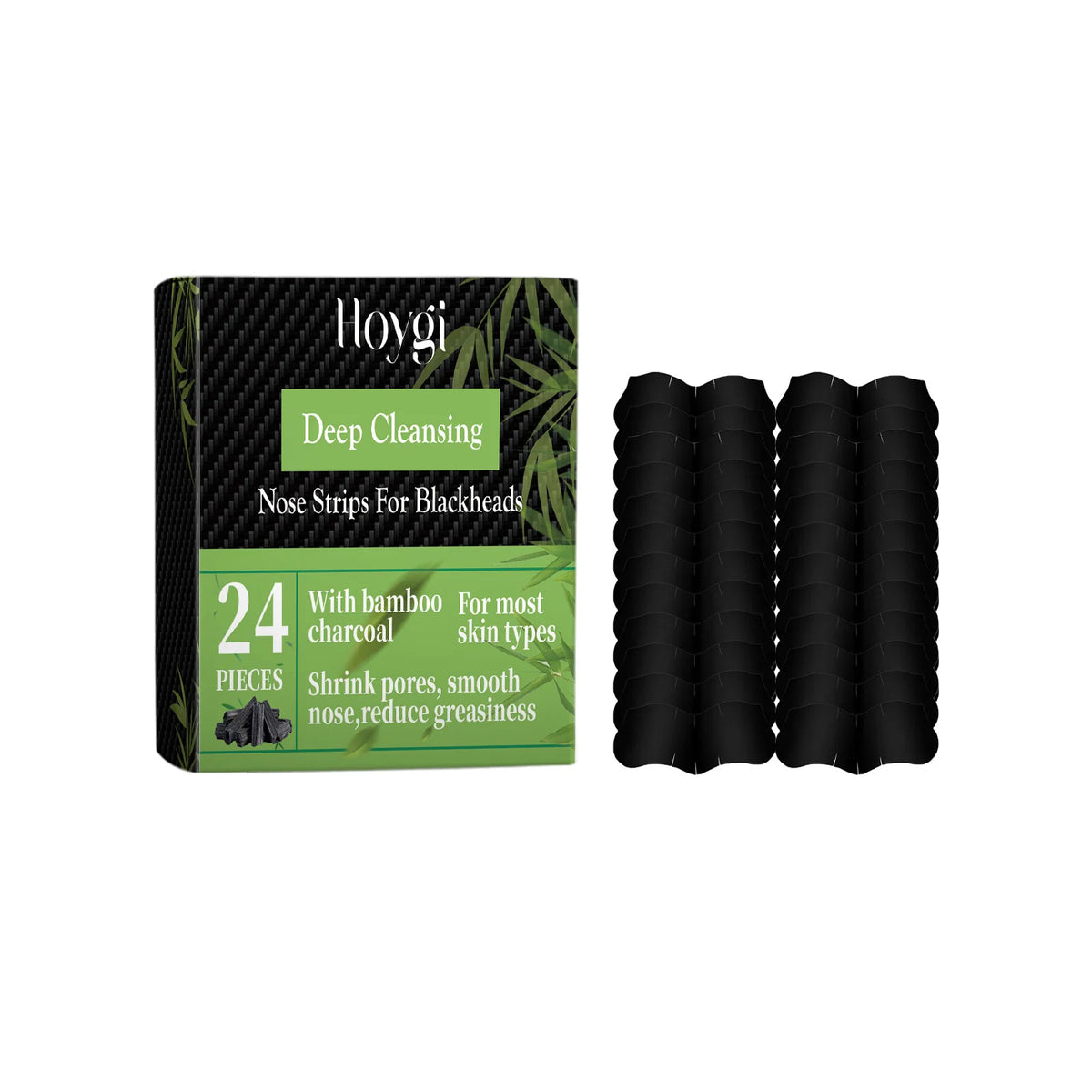 Bamboo Charcoal Blackhead Nose Patch – Deep Pore Cleanse Blackhead Nose Patch Qst 24pcs boxed