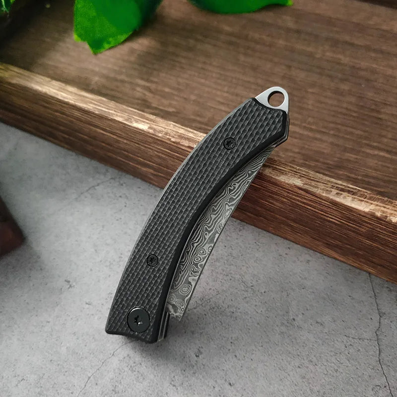 VG10 Damascus Steel Folding Knife – Portable EDC Camping Knife Folding Pocket Knife Qst