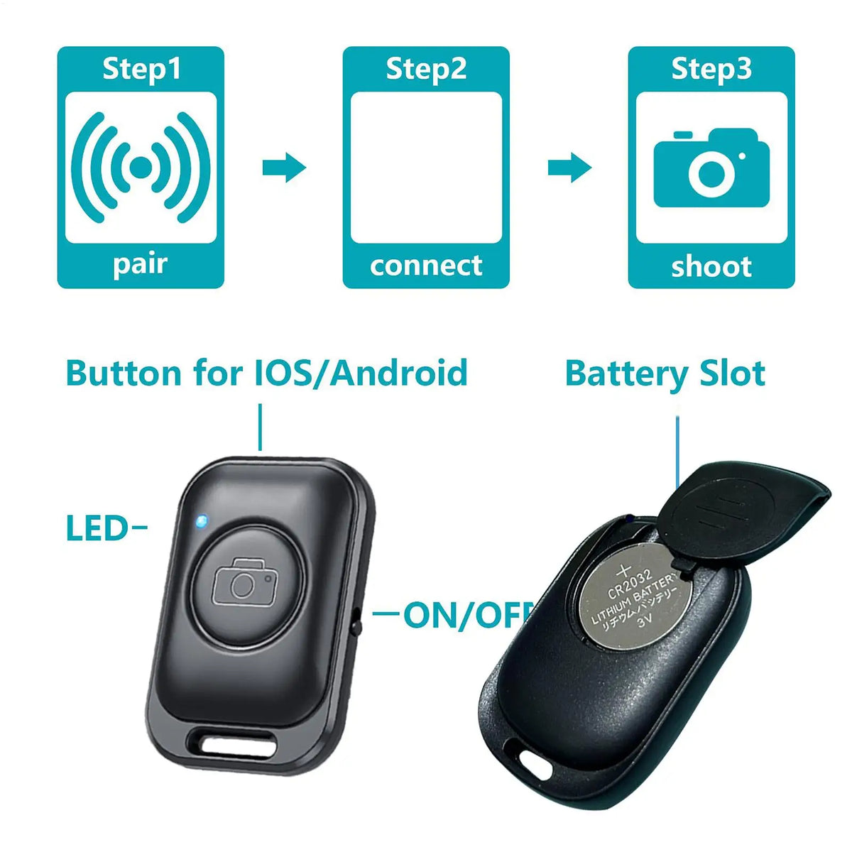 Wireless Selfie Remote Shutter Button for Smartphones Wireless Camera Remote Qme