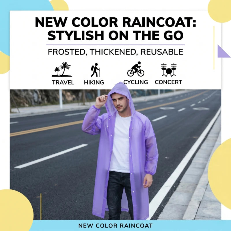 Waterproof Hooded EVA Rain Jacket – Unisex Long Raincoat Hooded Rain Jacket Qst
