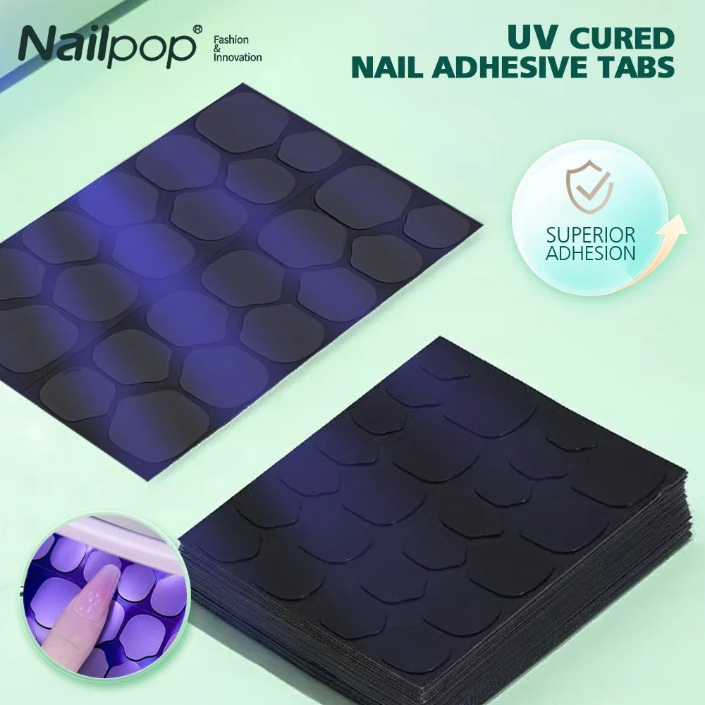 Nailpop UV Cured Nail Adhesive Tabs 240pcs – Breathable Jelly Nail Adhesive Tabs Qme