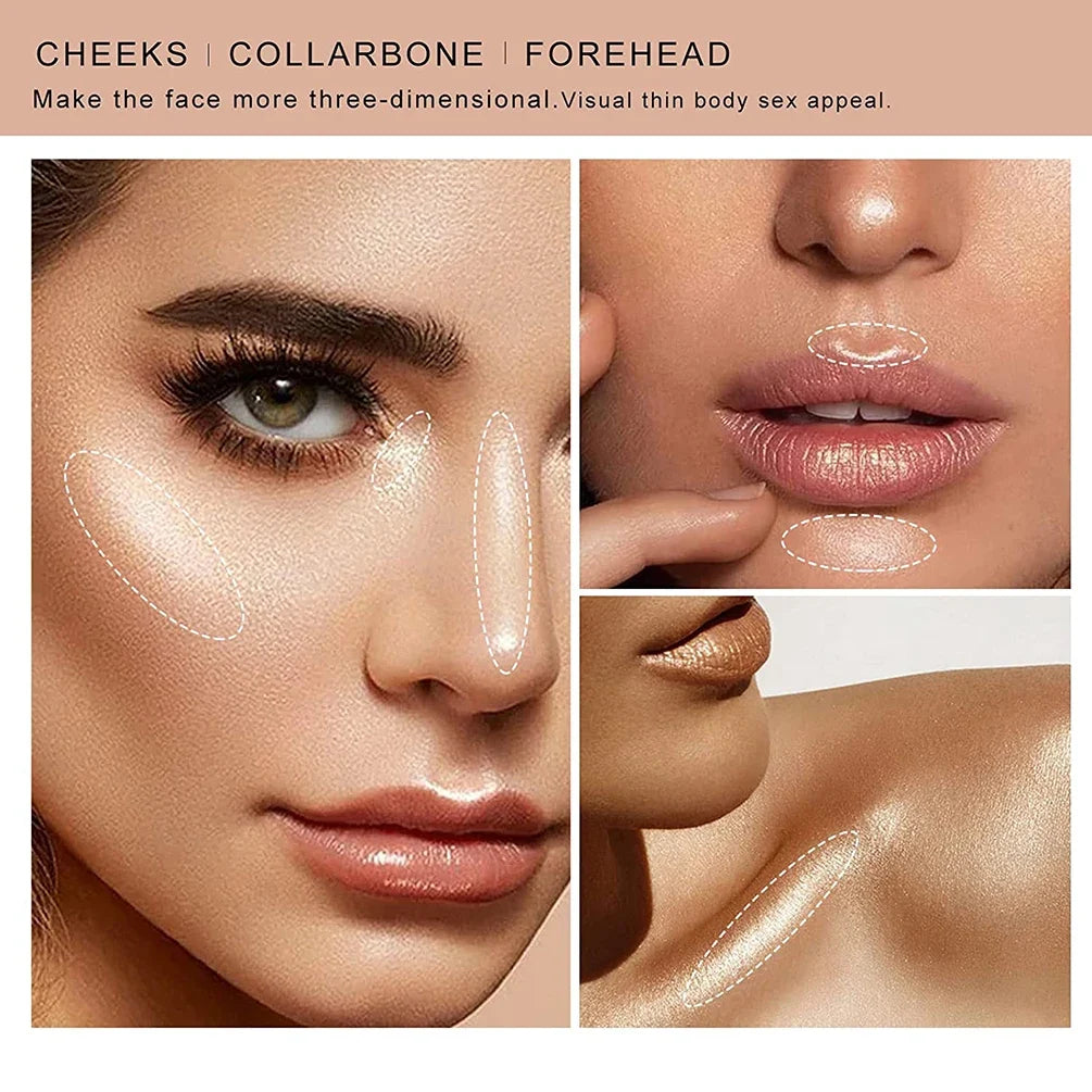 Dual-Shade Highlighter & Contour Stick | Qme Shimmer Makeup Highlighter Contour Stick Qme