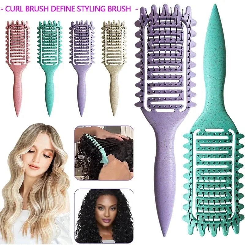 Curl Define Detangling Hair Brush – Hollow Vented Styling Curl Styling Brush Qme