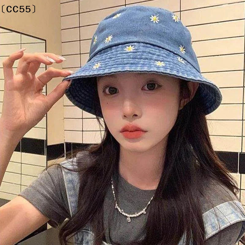 Women's Washed Denim Bucket Hat – Wide Brim Fisherman Cap Bucket Hat Qst