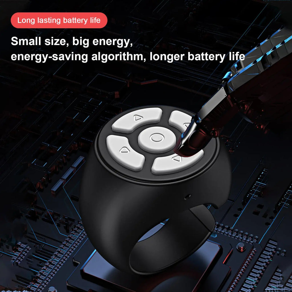 Wireless Selfie Ring Remote Shutter & Finger Scroller Bluetooth Ring Remote Qme