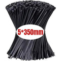 200-Pack Black UV Resistant Self-Locking Cable Ties Cable Ties Qme 5X350mm 200pcs