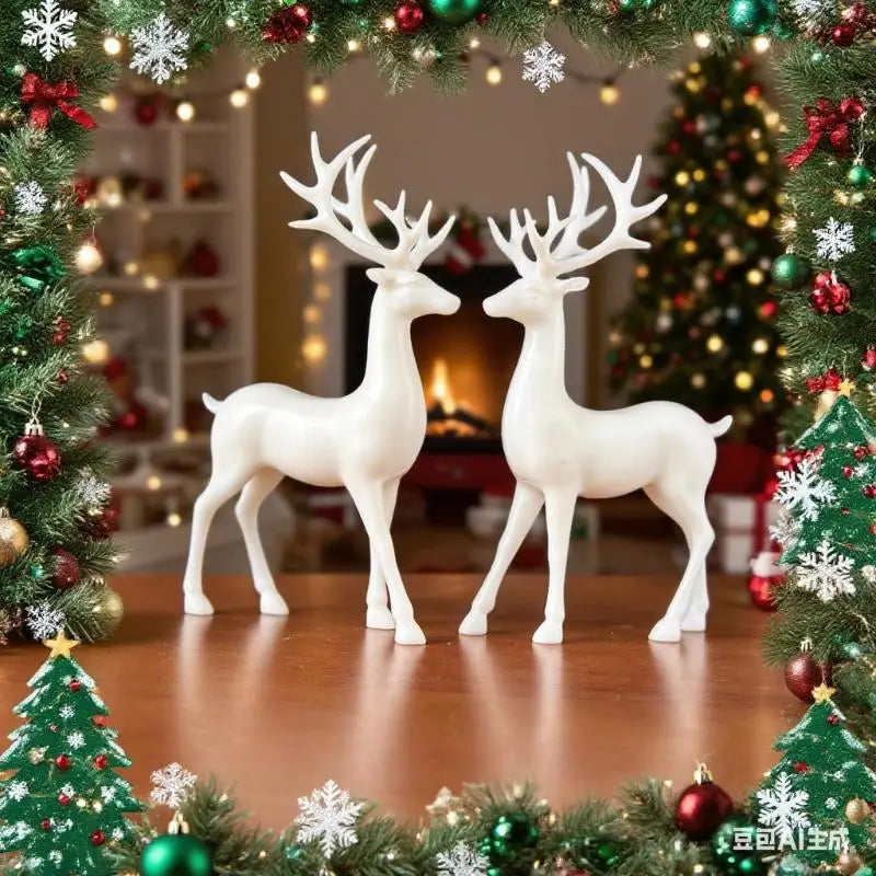 Rustic Christmas Reindeer Table Ornament | Indoor Xmas Decor Christmas Figurine Qme