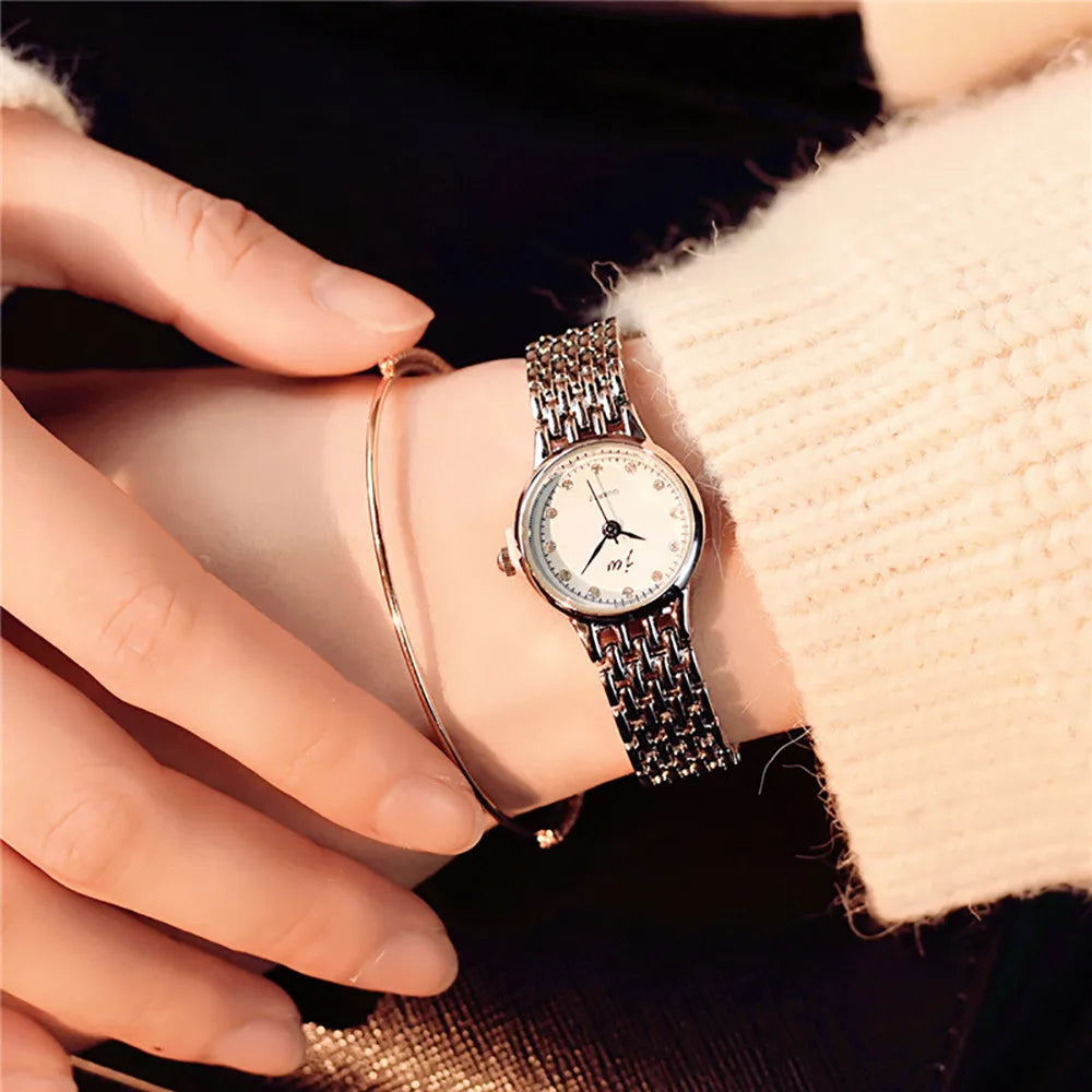 Women's Elegant Quartz Watch | Stainless Steel Band Women's Quartz Watch Qme