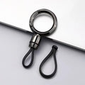 Men's Minimalist Zinc Alloy Keychain Ring & Key Holder Strap Metal Keychain Qme Circular black