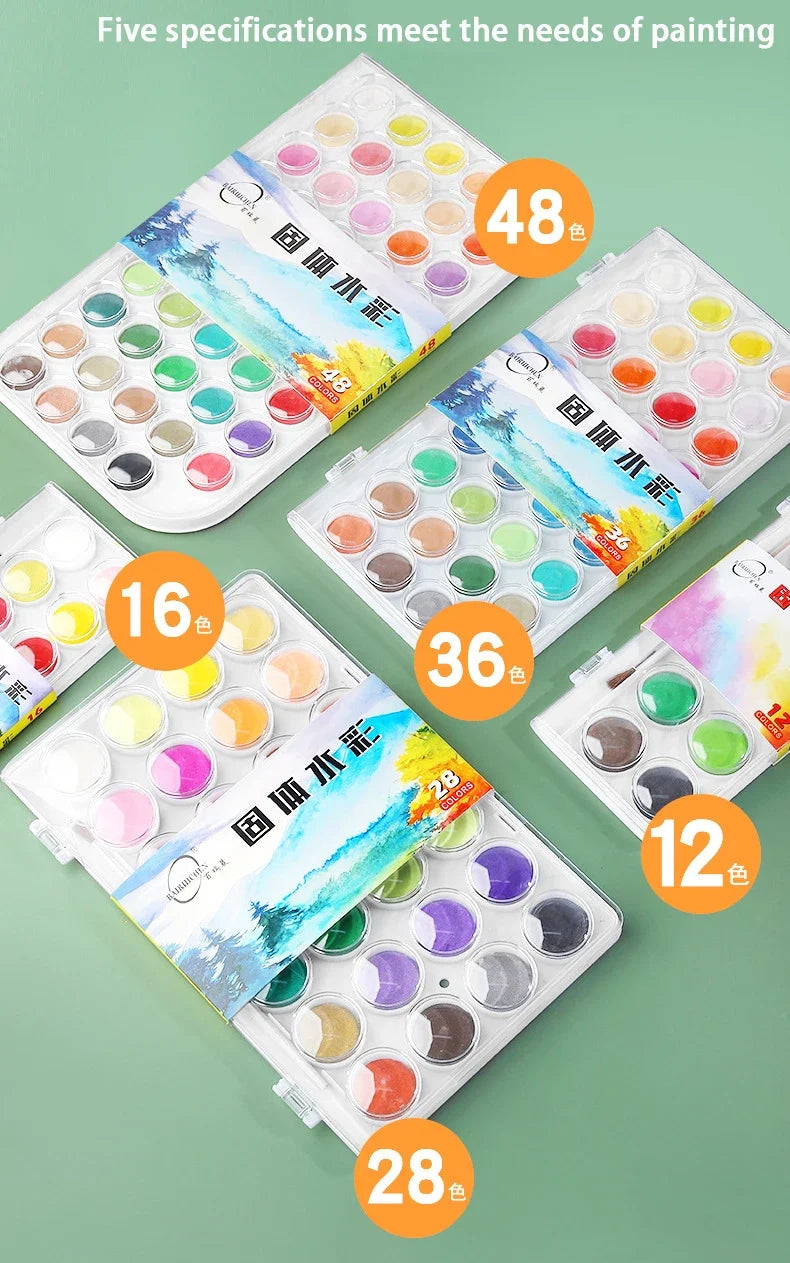 Portable Solid Watercolor Paint Set – 12 to 48 Colors Watercolor Paint Set Qme