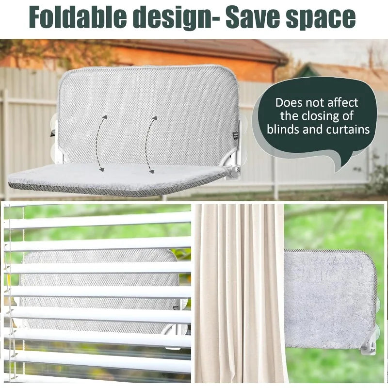 Cat Window Hammock – Metal Frame & 4 Suction Cups | Gray Cat Window Hammock Qme