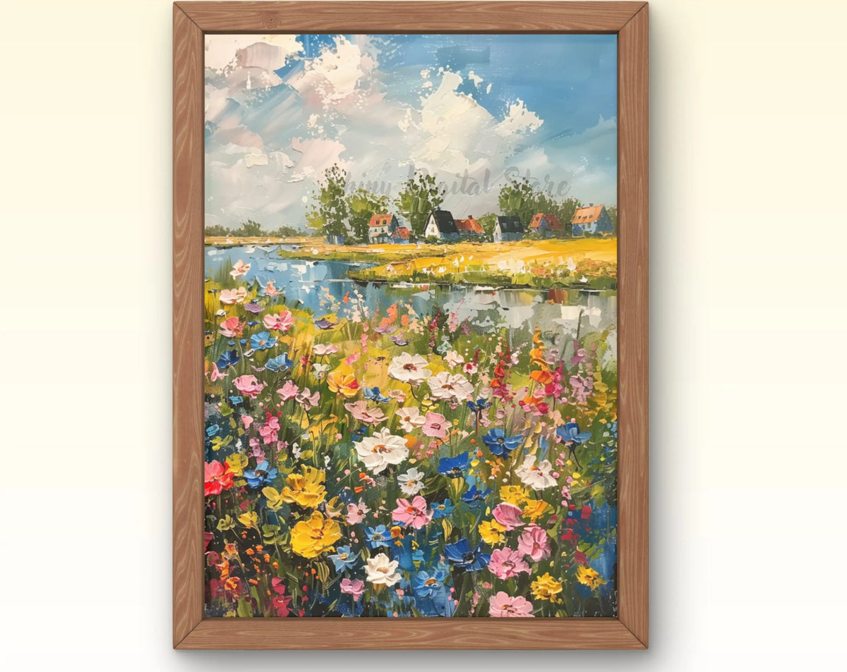 European Rural Scenery Canvas Print – Floral Wall Art Canvas Wall Art Qst