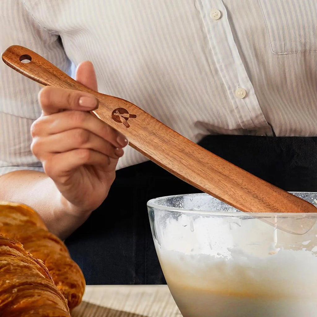 Wooden Stir Stick Jar Scraper Spatula Spoon & Bread Whisk Wooden Kitchen Utensil Qme