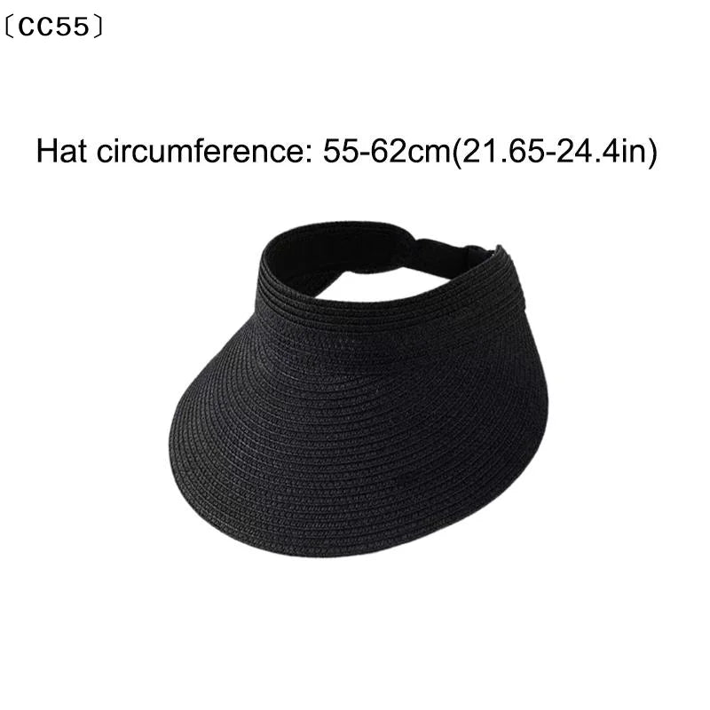 UPF 50+ Foldable Wide Brim Straw Visor Hat – Beach Sun Hat Straw Sun Visor Hat Qst
