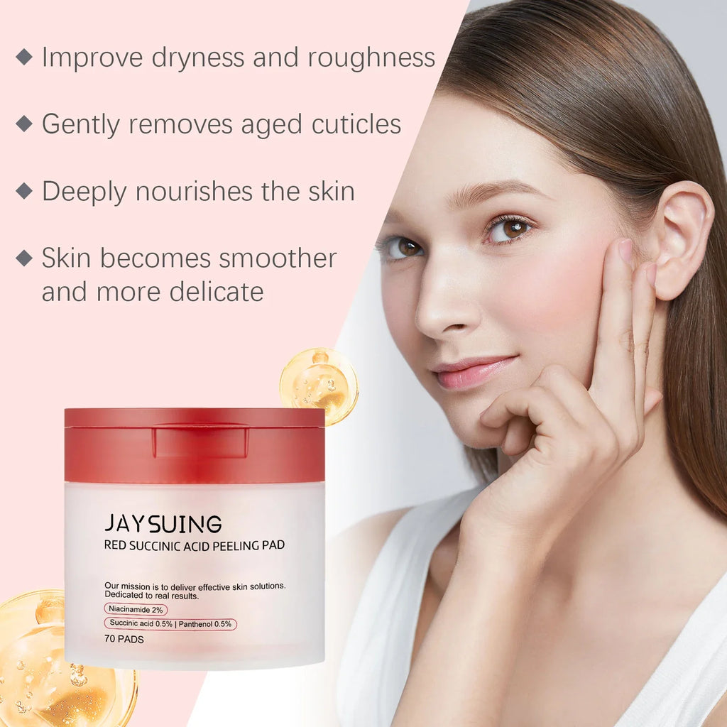 Succinic Acid Peeling Pads – Niacinamide & Panthenol | 70 Pads Exfoliating Peeling Pads Qme