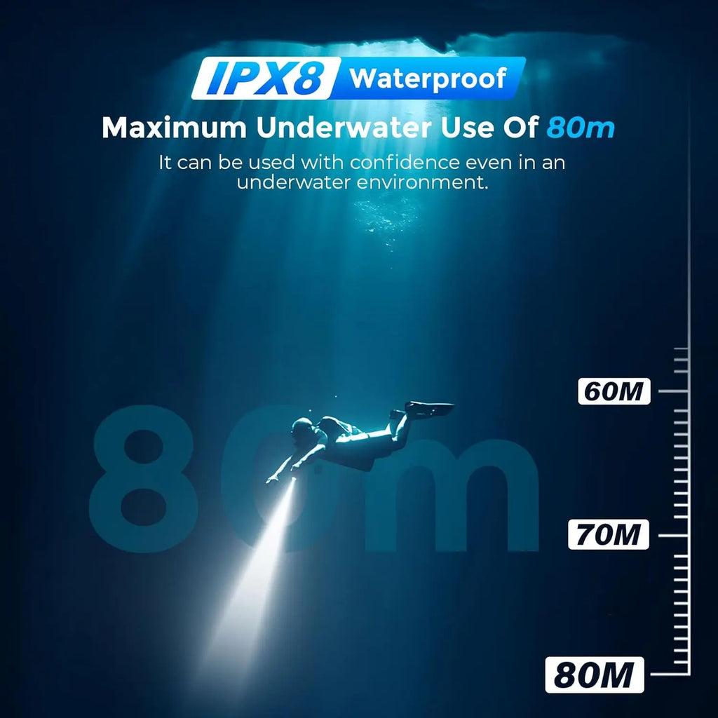3800 Lumen Rechargeable Scuba Diving Flashlight – IPX8 Diving Flashlight Qst