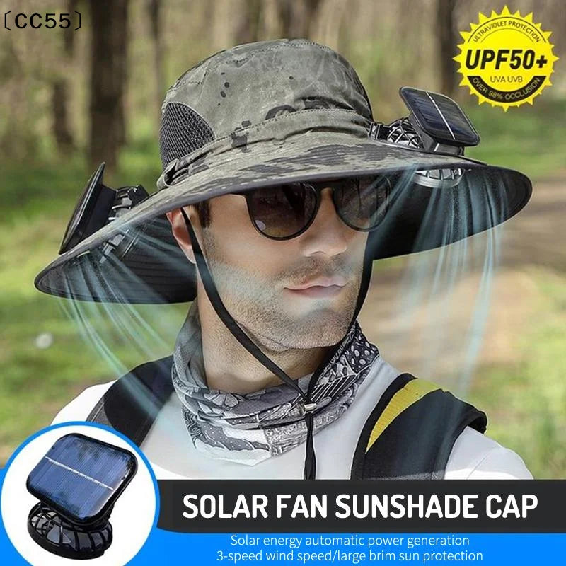 Solar Fan Bucket Hat UPF 50+ Quick Dry Outdoor Sun Hat Solar Fan Sun Hat Qst