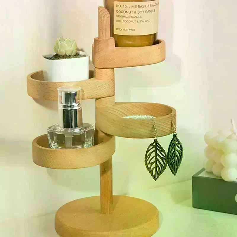 Rotating Wood Key Rack – Multi-Layer Space-Saving Organizer Key Rack Organizer Qme