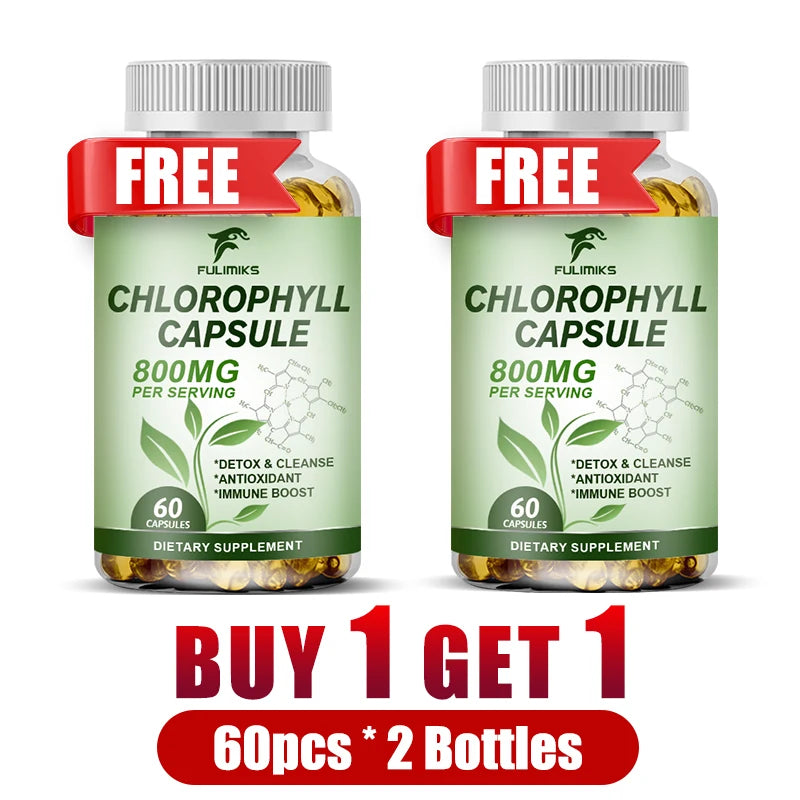 Pure Chlorophyll Capsules – Energy, Skin & Liver Support Herbal Supplement Qst 2 Bottles-60pcs