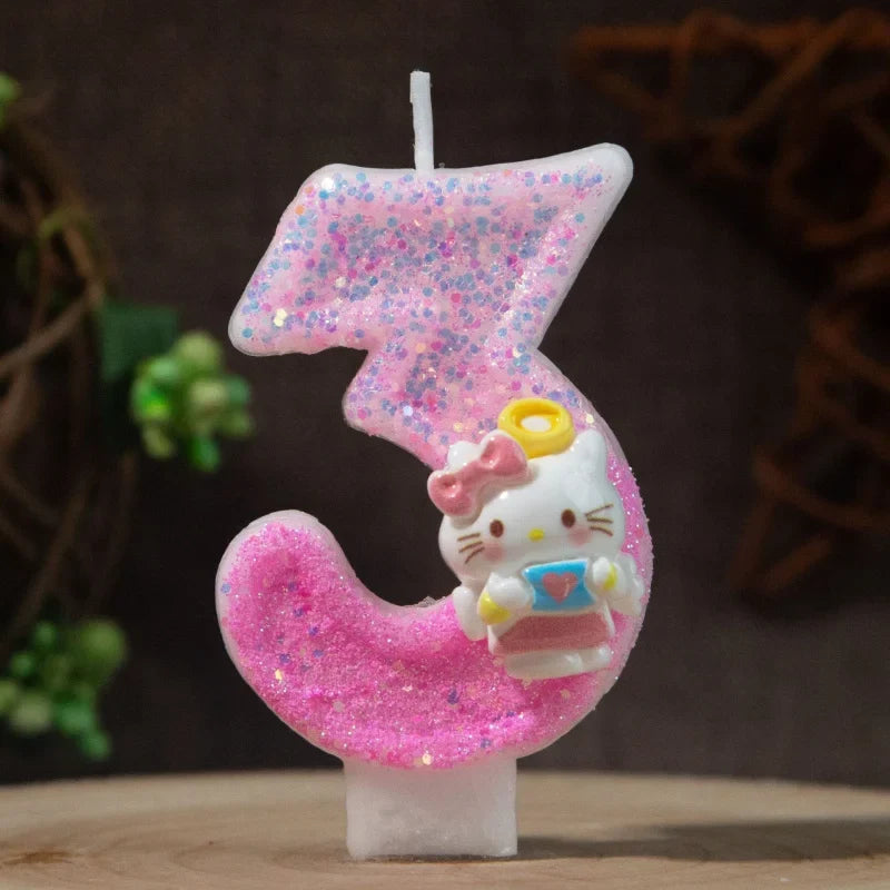 Hello Kitty 0-9 Number Birthday Candles Pink Cake Topper Birthday Cake Candles Qme