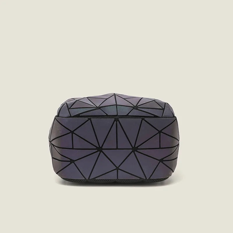 Glow-in-the-Dark Geometric Diamond Backpack | Spacious PVC Glow Backpack Qme