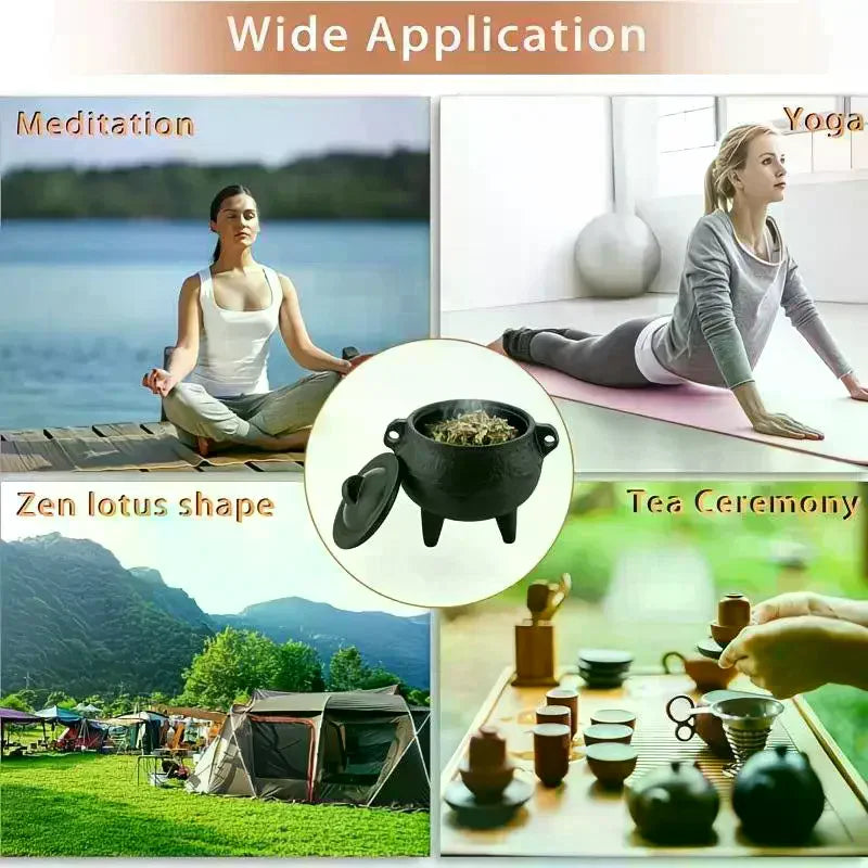 Mini Cast Iron Incense Burner & Sage Smudge Pot Incense Burner Qme