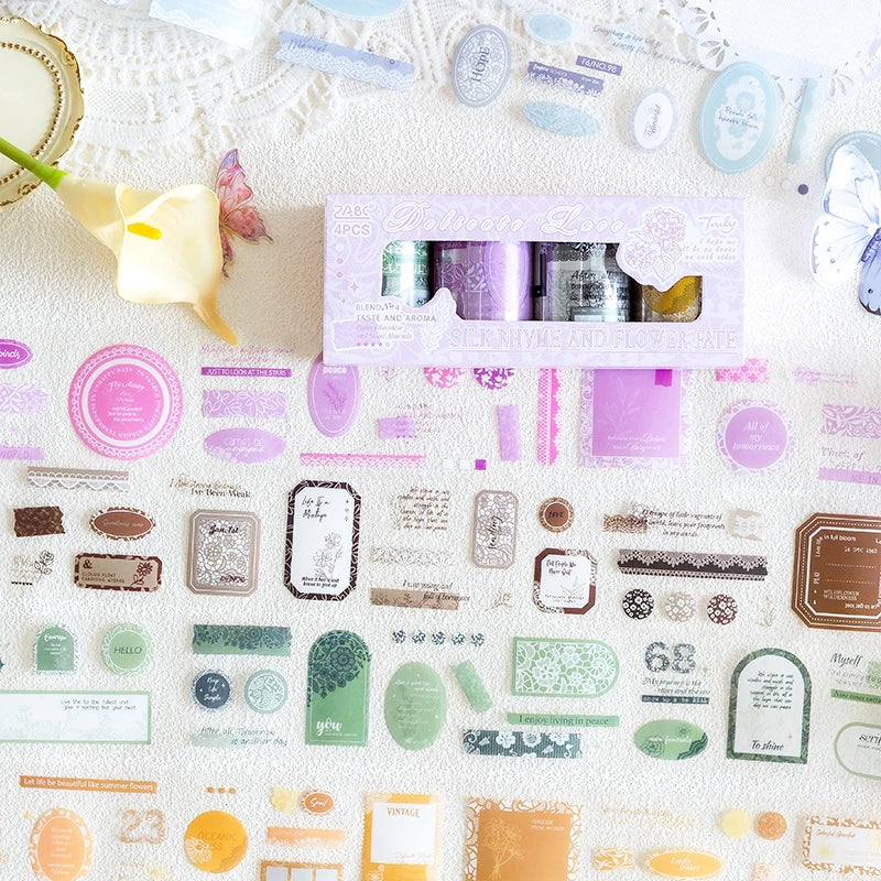 Cartoon Die Cut Label Tape 4 Rolls – Journal & Scrapbook Craft Decorative Craft Tape Qme