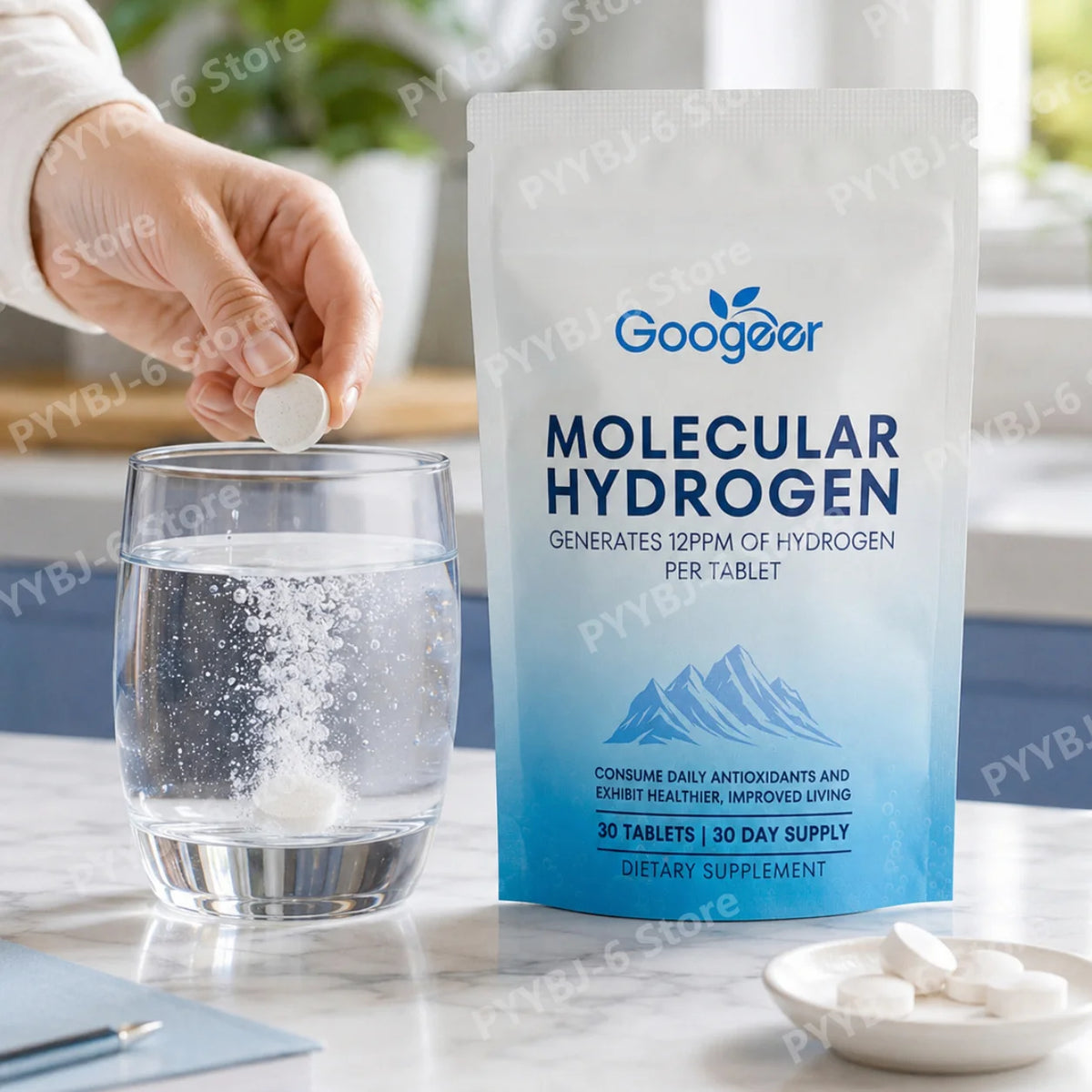 Googeer Molecular Hydrogen Tablets 30ct – Magnesium Antioxidant Hydrogen Supplement Tablet Qst