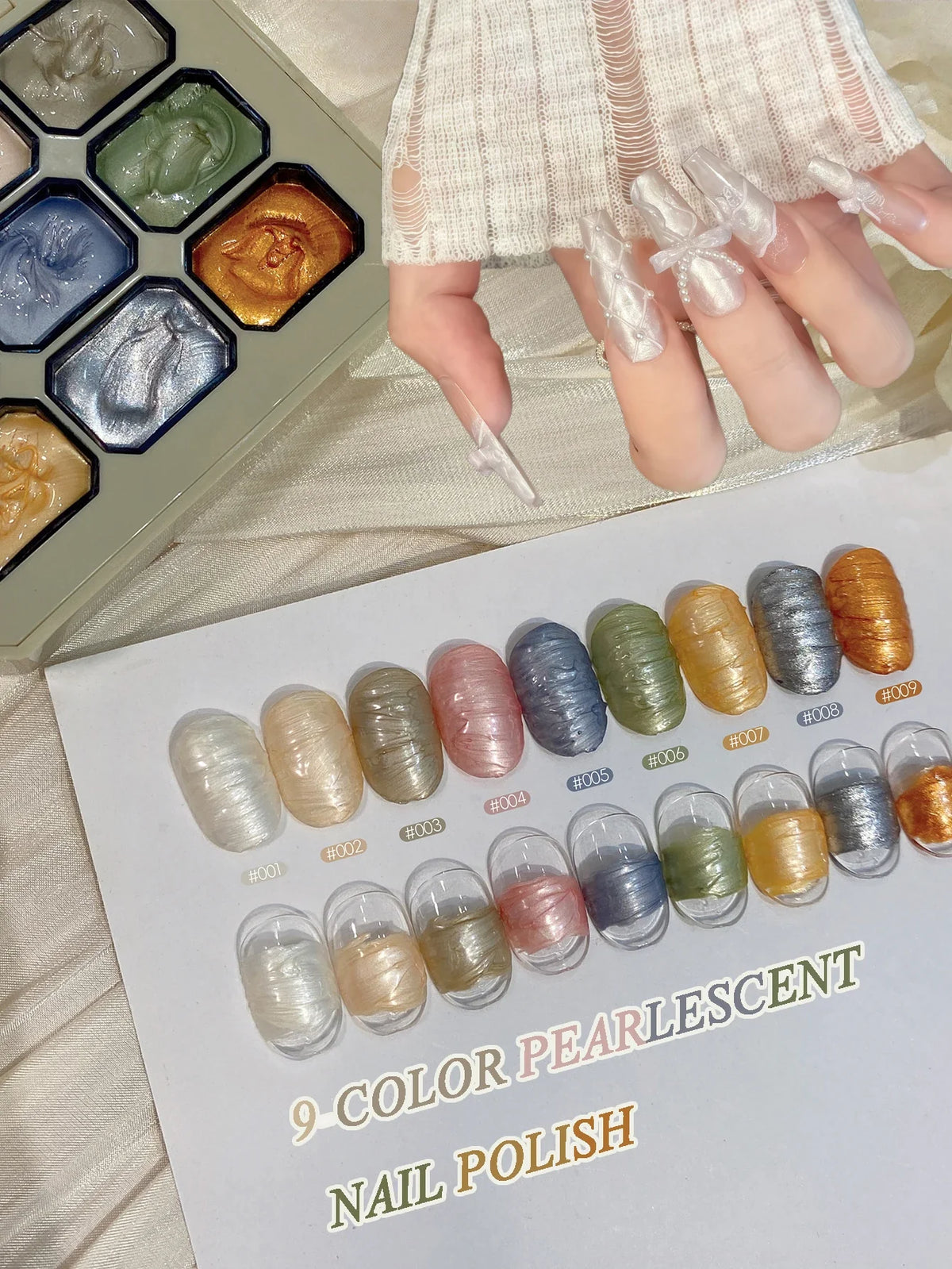 9-Color Pearlescent Solid Nail Polish DIY Art Set | Qme Nail Polish Set Qme