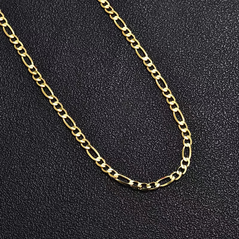 18K Gold Filled Sideways Chain Necklace for Men & Women Gold Chain Necklace Qme