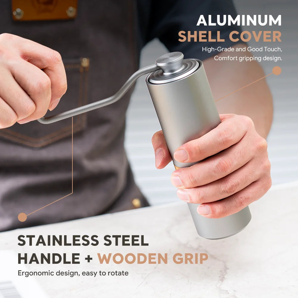 RECAFIMIL Manual Coffee Grinder – 5-Burr Stainless Steel Hand Mill Manual Coffee Grinder Qst