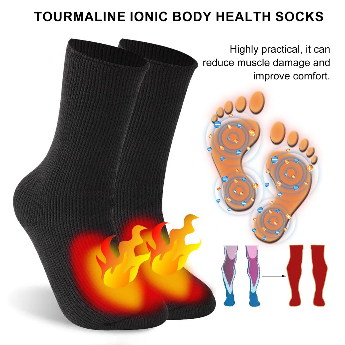 HOUKEA Thermal Ion Massage Socks – Warm Windproof Winter Socks Thermal Massage Socks Qst