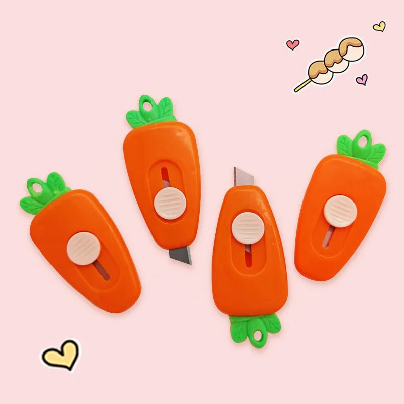 Kawaii Mini Carrot Pocket Utility Knife & Paper Cutter Novelty Utility Cutter Qme