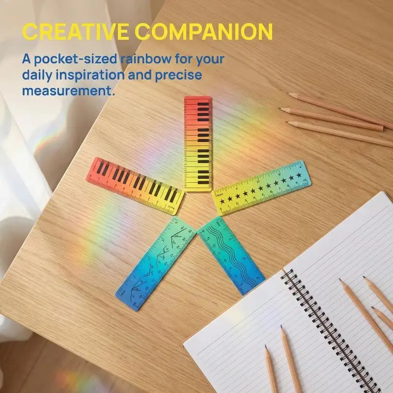 Colorful Iridescent Mini Palm Ruler – Cartoon Gradient Student Mini Straight Ruler Qme