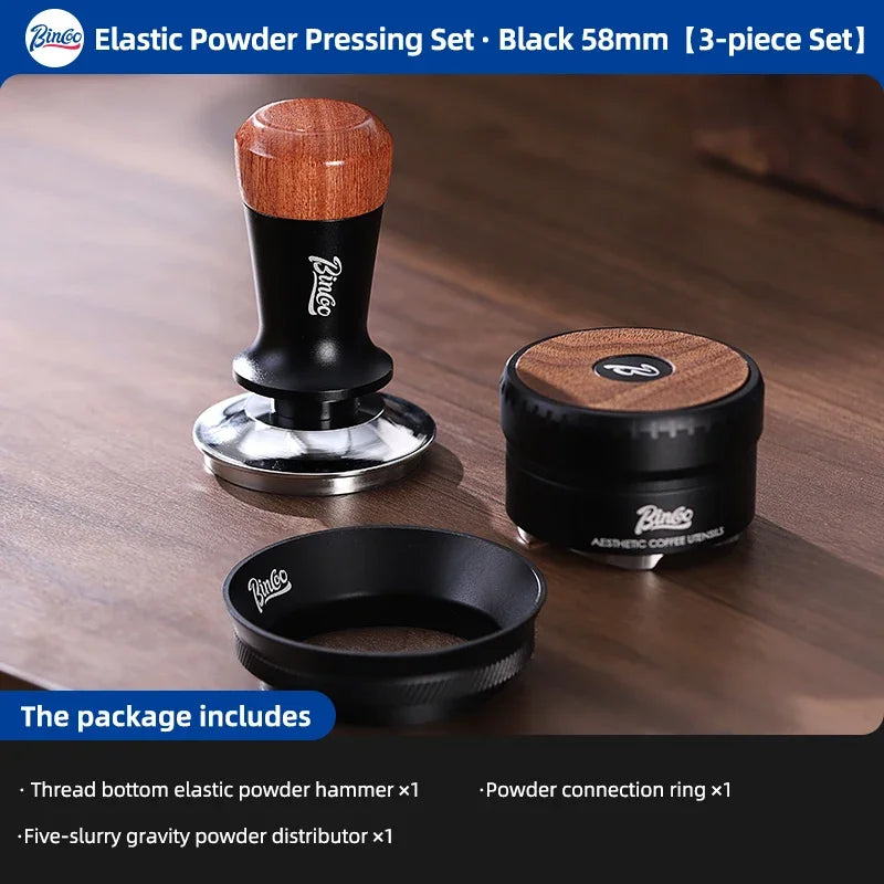 Bincoo 58mm Espresso Distributor – Wood Handle Barista Tool Espresso Distributor Qst Black 3pcs A