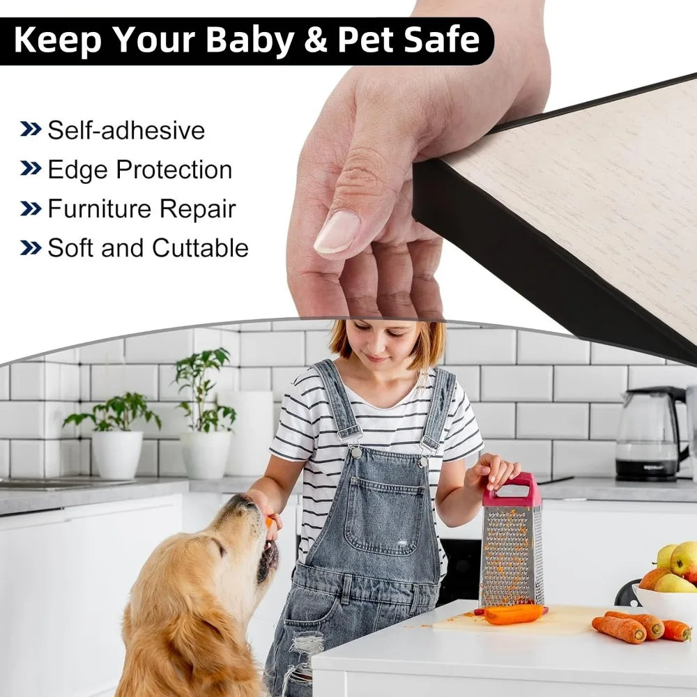 10M U-Shaped TPE Edge Banding Strip | Self-Adhesive, Scratch Resistant Furniture Edge Trim Qme
