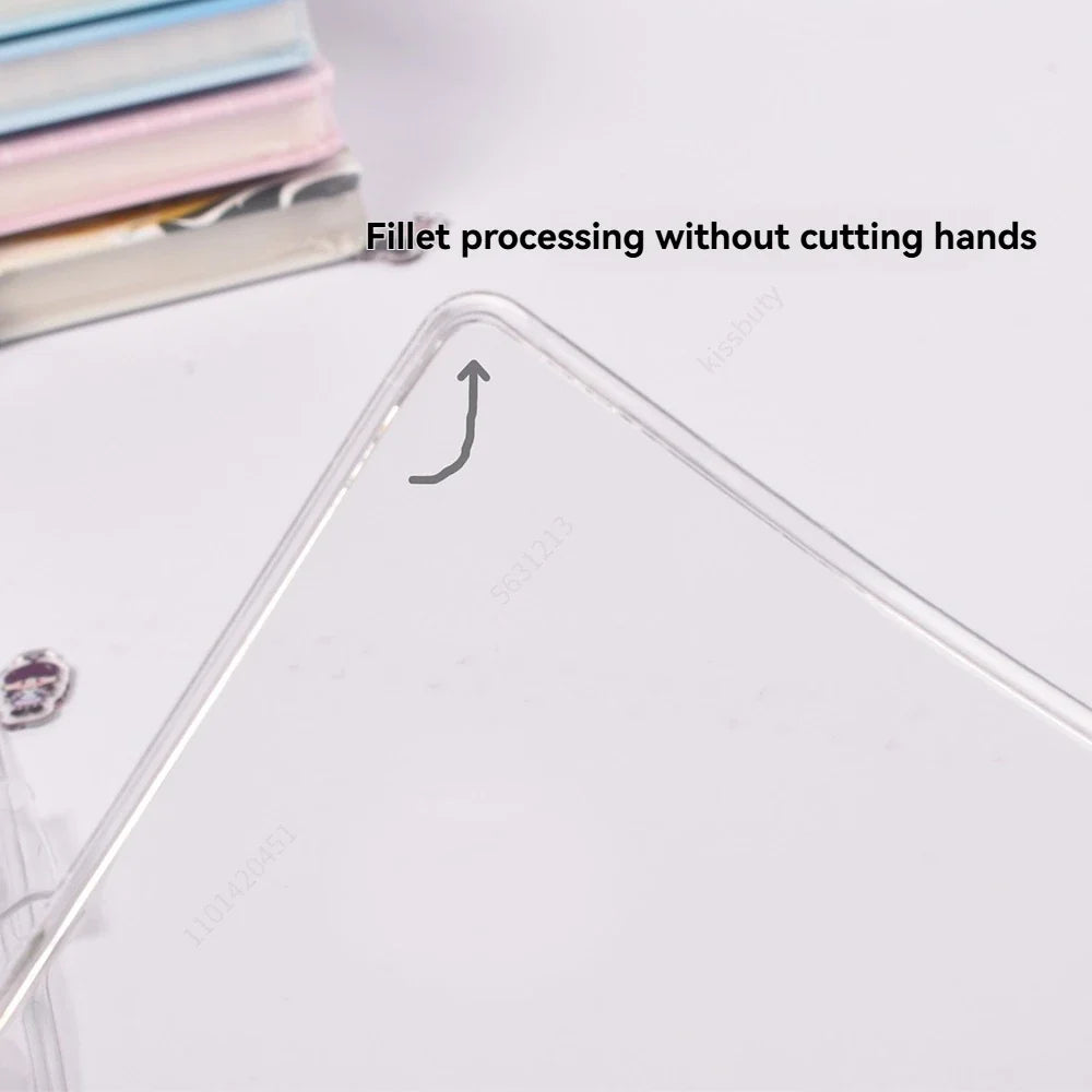 Transparent PVC Clip File Folder A5 A6 Loose Leaf Ring Binder Clip File Folder Binder Qme