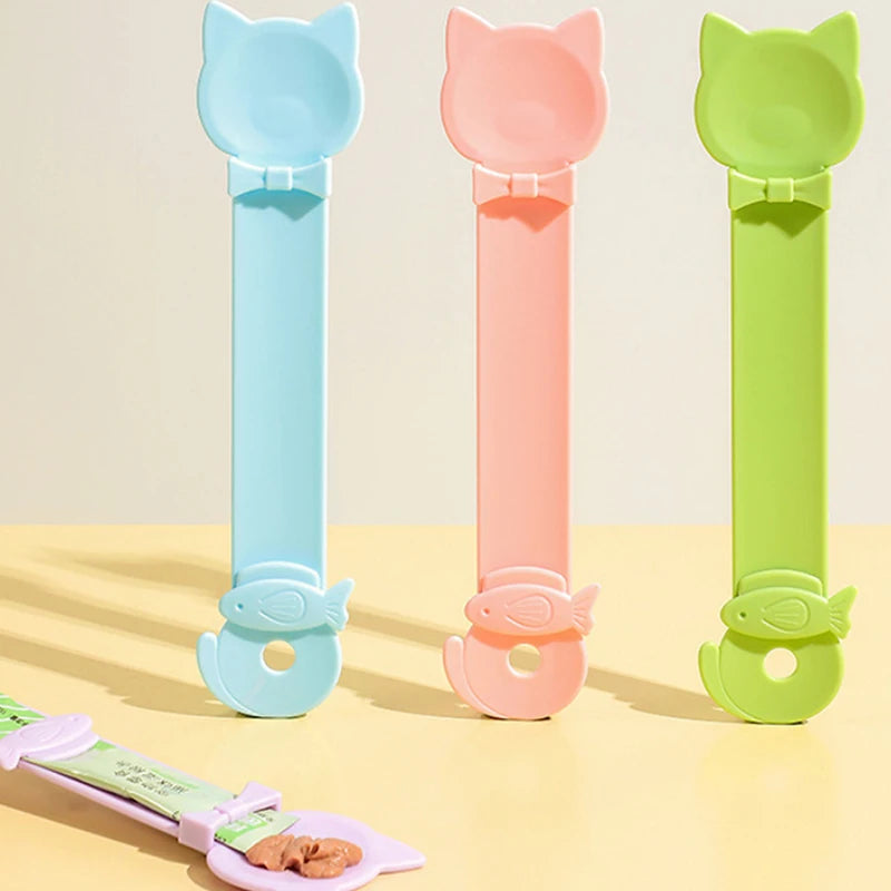 Long Handle Cat Treat Squeeze Feeder Spoon – Pet Food Dispenser Cat Treat Feeder Qst