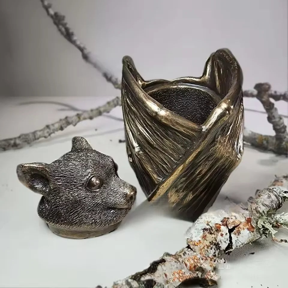 Gothic Resin Bat Statue Jewelry Box | Halloween Home Decor Gothic Resin Figurine Qst