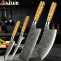 XITUO Damascus Steel Kitchen Knife Set – 4 Piece Professional Kitchen Knife Set Qst 4PCS Knife