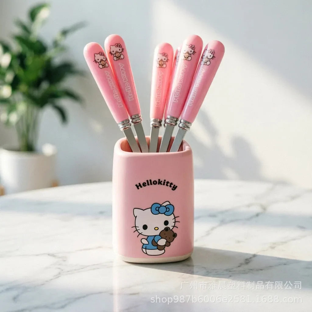 Kuromi Hello Kitty Stainless Steel Fruit Fork Set | Cute Cartoon Cartoon Fruit Fork Set Qme 1