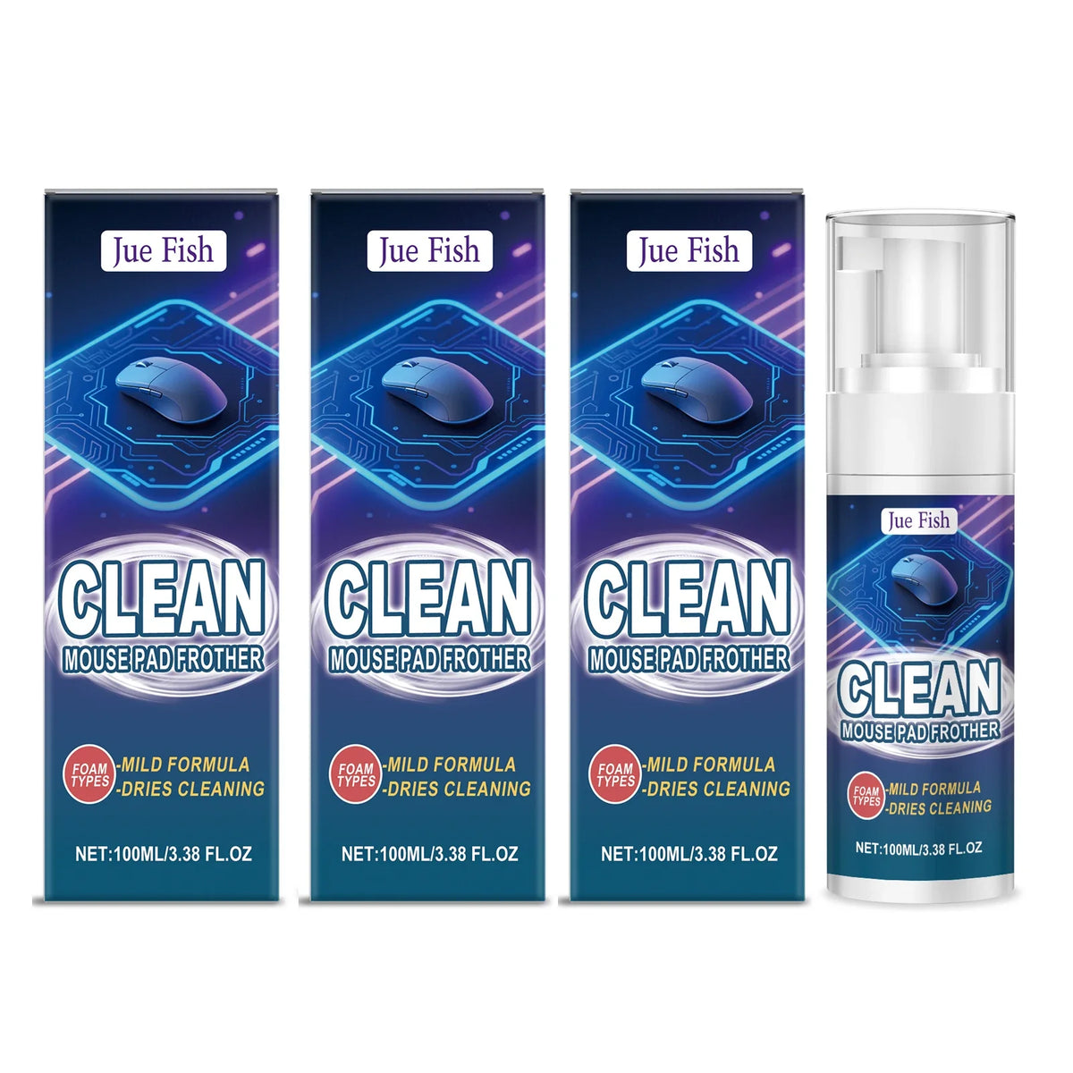 Mouse Pad & Keyboard Cleaner | Quick-Drying Stain Remover Desk Surface Cleaner Qme 3 x 100ml Boxed
