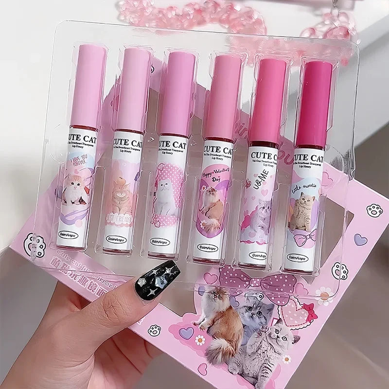 Cute Cat Mirror Water Lip Gloss – Red Tint, Long Lasting Lip Gloss Qme