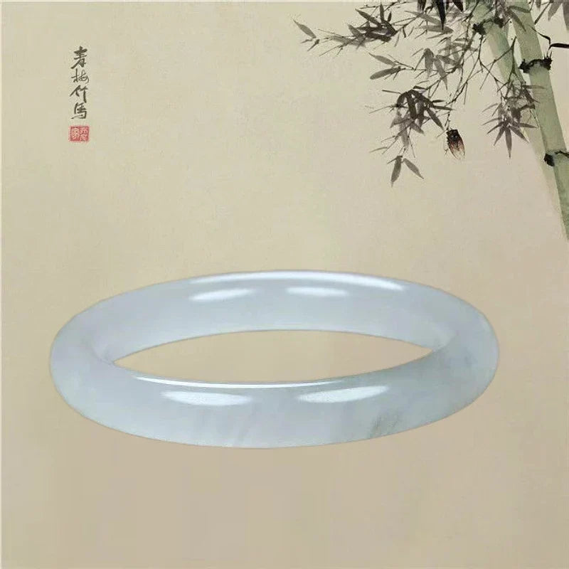 Natural Jade Stone Bracelet – Moonlight White & Emerald Women's Stone Bracelet Qme