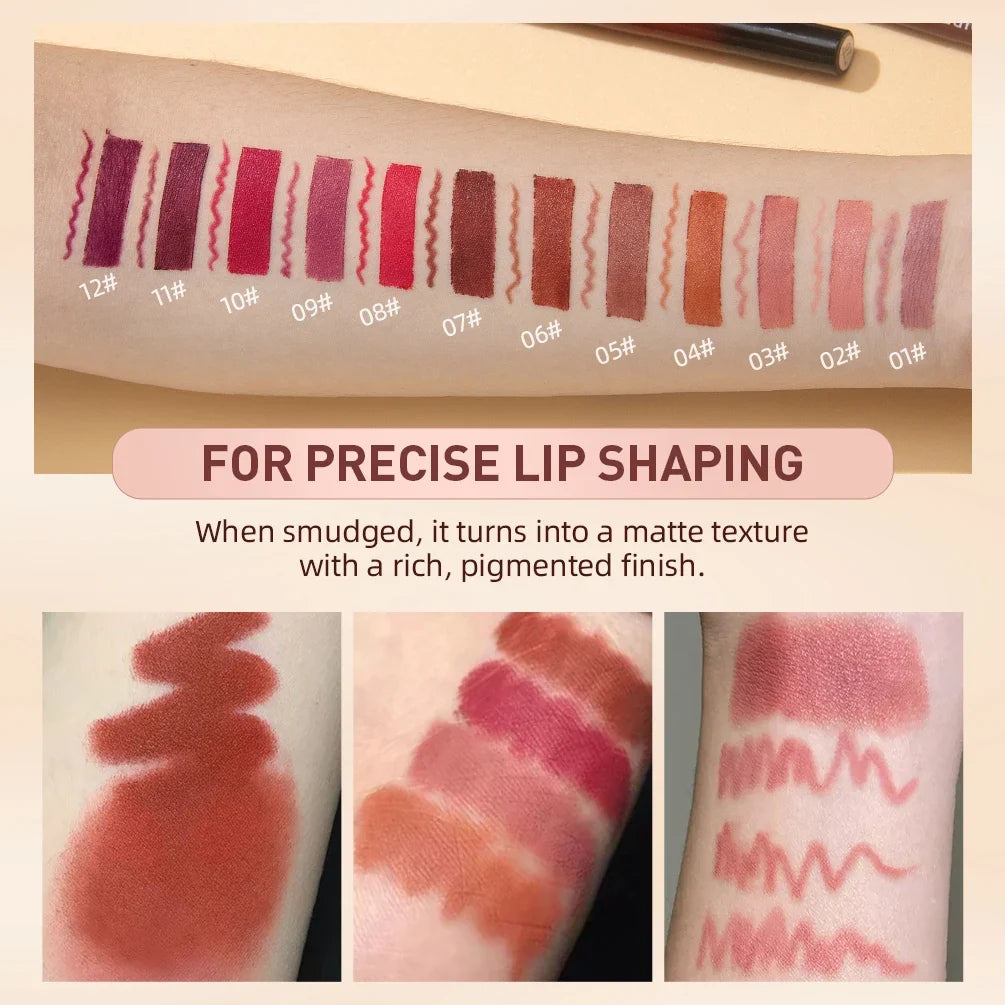 QIBEST 12 Colors Nude Waterproof Lip Liner Pencil Set Lip Liner Pencil Set Qme